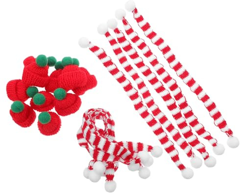 POPETPOP 20 St Mini Julstickade Mössor och Halsdukar i Mjuk Dekorativa Små Hantverksmössor för Dockor och Julpynt Perfekta för DIY Julpynt och Familjeprojekt