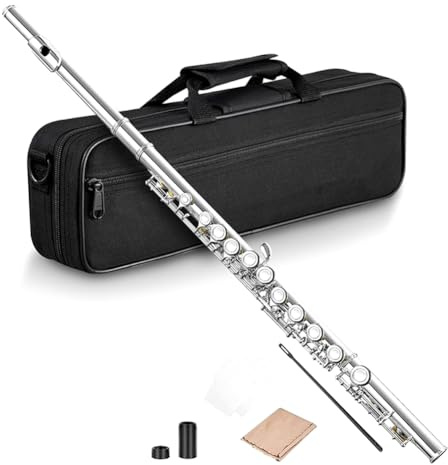 Ujjdwiurgh 16 stängda öppna hål C-nyckel professionell tvärflöjt konsert musikinstrument med låda rengöring tygpinne handskar