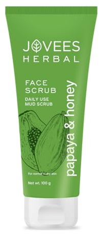 Jovees Herbal Papaya & Honey Face Scrub For Women/Men | Size: 100ml x Pack of 1 | Skin Type: Normal to Dry Skin |Neck and Face | Mud Purifies | Deep Cleanses Skin | For Tanned & Pigmented Skin