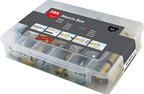 TOX Messing Spreizdübel - Sortiment Metrix Box 64 tlg., inkl. passender verzinkter Sechskantschrauben DIN 933, 094901121