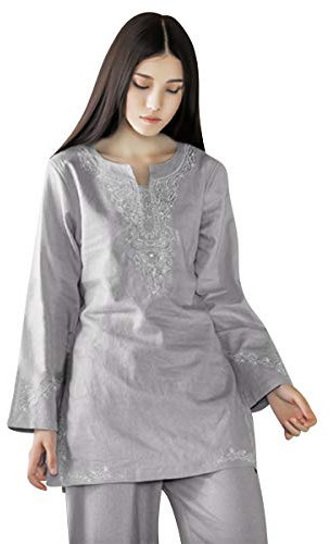 KSUA Frauen Zen Meditation Kleidung Chinesische Kung Fu Uniform Baumwolle Yoga Anzug für Taichi Martial Arts Wing Chun, Grau EU S/Etikett M