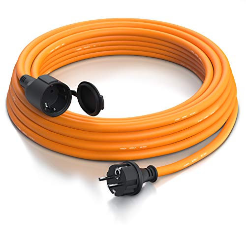 Brandson - Verlängerungskabel Outdoor 3500 W - 3 adrig - Einsatz für den Außenbereich - 10m (Meter) - IP44 mit Schuko Stecker - Verlängerung Stromkabel – 230 V – mit Schutzkappe - Elektrokabel außen