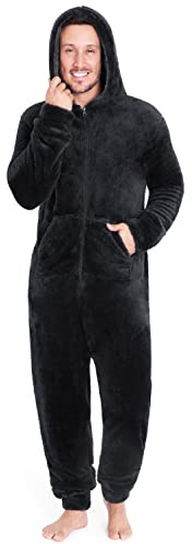 CityComfort Fleece-onesie för män, fluffiga onesies för vuxna, onesies med huvtröja och fickor, varma nattkläder, cool pyjamas för vuxna, för män