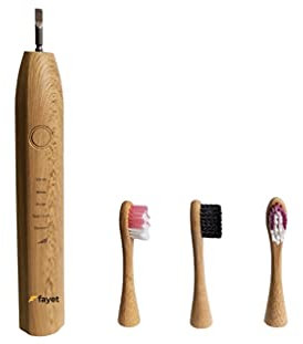Fayet Bamboo Smart Sonic Electric Toothbrush, IPX8 Waterproof Lightweight Automatic Eco Friendly Electric Toothbrushes 5 Modes