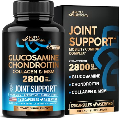 Glucosamine Chondroitin MSM Collagen | HSA | Joint Support Supplement 2800 mg | Made in USA | FSA Approved Product Items | Flexibility Nutritional Vitamins | For Men & Women, 120 Capsules