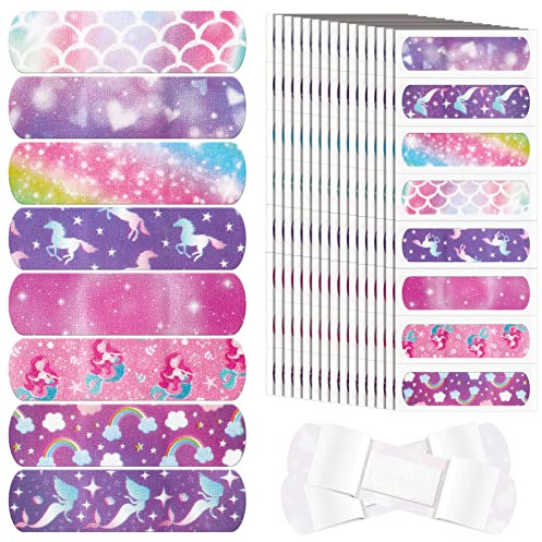 Funtery 8 Styles Kids Fabric Bandages Flexible Self Adhesive Bandage Wrap for Cuts Scrapes Wounds Burns Baby Child Toddlers, Assorted Patterns