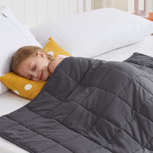 CuteKing Weighted Blanket (7lbs, 40x 60, Grey) Heavy Blanket for 60-80lbs, Weighted Blanket for Cooling & Heating with Premium Glass Beads, Thick Blanket All-Season