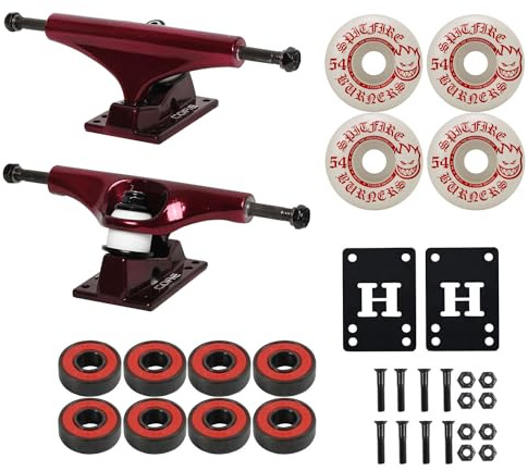Core Hollow Lightweight Skateboard Trucks 8.25 + 54mm Spitfire Burners Wheels, ABEC 5 Bearings