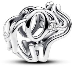 PANDORA Moments Offen gearbeitetes Elefanten Charm aus Sterling Silber mit Zirkonia, Kompatibel Moments Armbändern, 793345C01