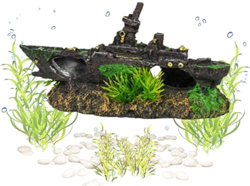 Fisk tank skeppsbrott dekorationer, skeppsbrott modell akvariedekor, fiskhus akvarieprydnader, akvarium dekorationer, harts skeppsdekor, akvarietillbehör, undervattensskeppsbrott