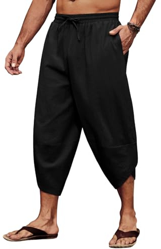 CMTOP Pantaloncini Uomo Estivi da Spiaggia Pantaloni Casual Cotone Pantaloni Pantaloni Elastici in Vita Trousers vestibilità Ampia