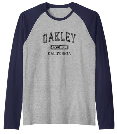 Oakley California CA Vintage Sports Design Black Design Raglan Baseball Tee