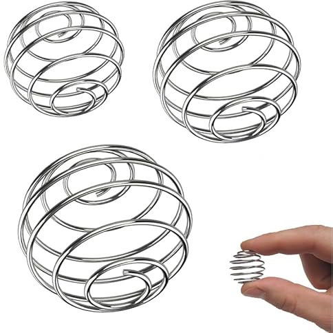 Azlanway Juego de 3 bolas de batidora de proteínas de acero inoxidable en 3 tamaños, acero inoxidable 304, batidor para batidos de proteínas, batidos, bebidas de fitness, apto para coctelera y