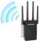 WONLINK WLAN Verstärker, WLAN Repeater 1200Mbit/s Dual Band mit 4 Antennen, MU-MIMO, WPS, 1x Ethernet-Port für Home-Office, WiFi Verstärker Booster Unterstützt Repeater/Router/AP-Modus, Schwarz