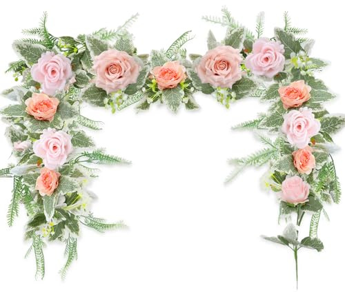 Rierousy Ghirlanda di peonie artificiali, 175 cm, decorazione per matrimoni, feste, primavera, decorazione da tavolo, parete di fiori, porte e finestre