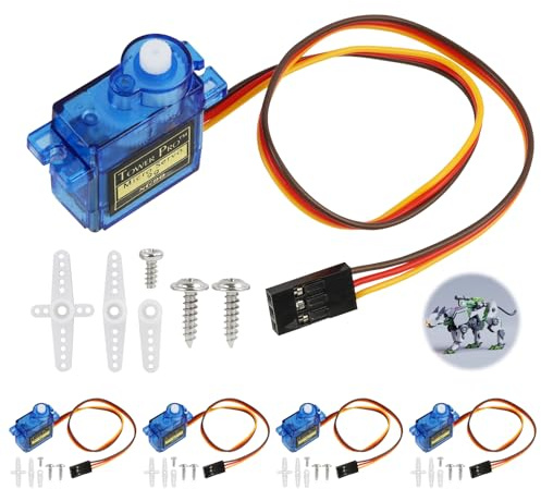 Micro Servo Moteurs SG90 9G, Mini Servomoteurs 180 Degrés, Compatible pour Modèles RC, Robots, Hélicoptères et Avions, Haute Performance et Installation Facile (5 pièce)