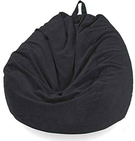 BotYcht Funda de Puf para Guardar Peluches(sin Relleno), Cubierta de Sillon Puff para Organizar Peluches o Espuma Viscoelástica,Negro,100x120cm
