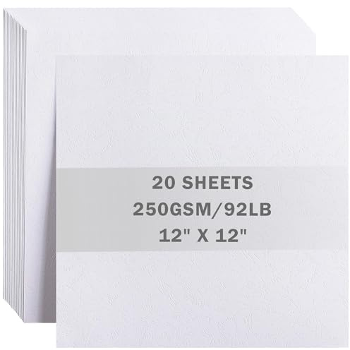 12×12 Textured White Card Stock 20 Sheets 250gsm/92lb Card Stock Paper