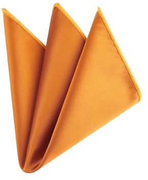 WANYING Pañuelo de bolsillo para hombre de un solo color, suave, brillante, liso, básico, para ocasiones formales, bodas, fiestas, 23 x 23 cm, naranja