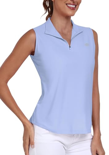 MoFiz Polo Shirt Women Sleeveless Golf Top Casual Work Sports Top Purple S