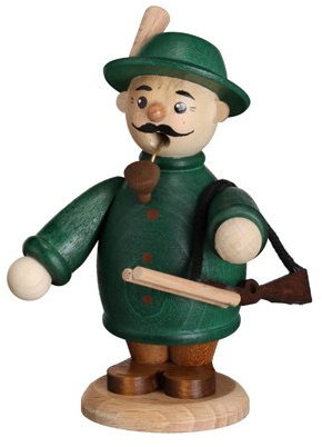 Rökelsefigur jägare med gevär H = 13 cm NY rökelseman rökman figur trä Seiffen Erzgebirge trädekoration jul