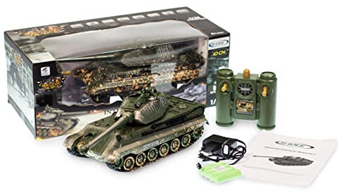 s-idee® 01661 Battle Panzer 1:28 mit integriertem Infrarot Kampfsystem 2.4 Ghz RC R/C ferngesteuert, Tank, Kettenfahrzeug, IR Schussfunktion, Sound, Licht, Neu, 1:24, Schuss Sound, Beleuchtung
