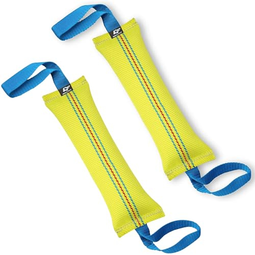 Bull Fit Kamprulle för Hund med 2 Handtag 30 cm (Set av 2) - Sökrulle av Brandväv, Extremt Hållbar, Vattenavstötande Flyter - Hundleksak för Kamp och Apportering