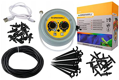 Greenmill GB3014C Sistema de riego automático para plantas en maceta, cajas de balcón, regadera automática, juego de riego