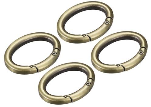 sourcing map Monedero Correa Anillos, 4uds 38mm Metal Ovalado Resorte Bombilla Hebilla Accesorios para Bolsa Artesanía Bricolaje Accesorios Gancho Clip, Bronce