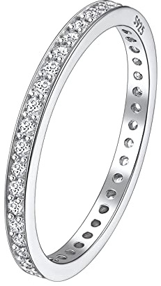 Supligt 925 Sterling Silver Eternity Band Stacking Cubic Zirconia Promise Ring Wedding Band for Women Girls Size 10