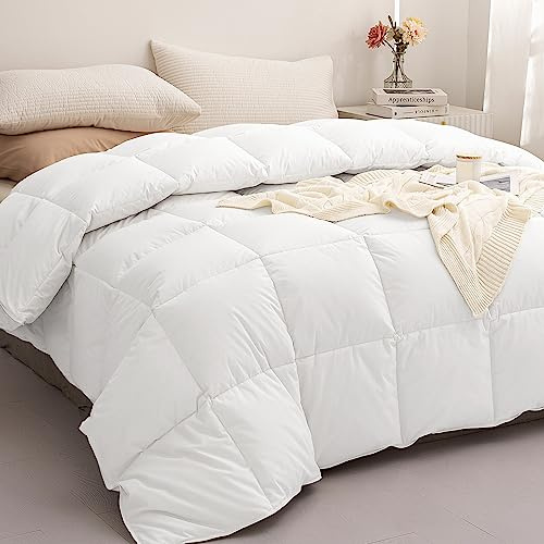 puredown Edredón Nórdico de Plumón Cama 105/135-200x200cm para Todas Estaciones, Relleno Pluma y Plumón de Ganso Desde latitudes Altas, Edredón Ligero y Suave, 100% Algodón, Lavar a Maquina (Blanco)