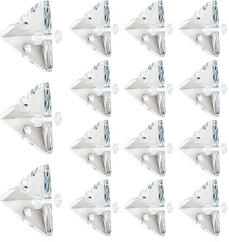MOROBOR 24 soportes de esquina acrílicos, soportes transparentes de 3 agujeros en ángulo recto con tornillos de montaje transparentes para refuerzo de conexión de placa acrílica/21 x 21 mm