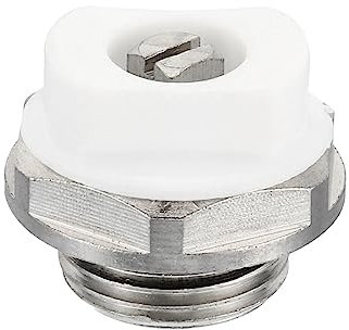 PATIKIL 3/8 BSP Stecker Gewinde Manuelles Heizkörper Entlüftung Steckventil Vernickelt Messing Stecker für Heizkörper Silber Weiß
