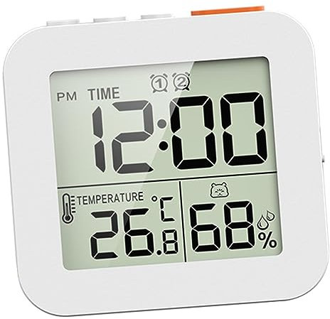 F Fityle Digital Shower Clock, Splashproof Digital Clock for The Bathroom, Large Display, Monitors Temperature in C/F and Humidity, Bathroom Clocks, White