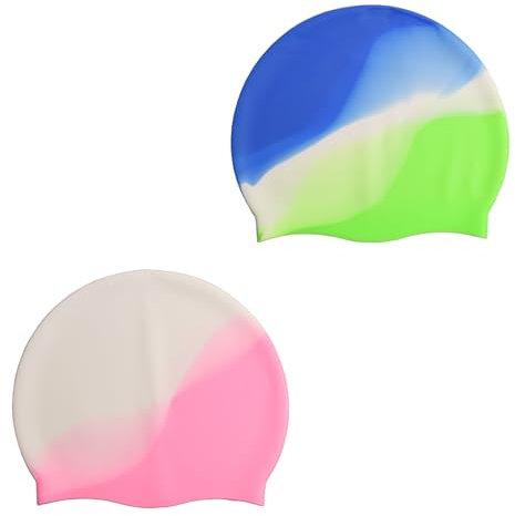 SIVENKE 2er Set Silikon Badehaube Kinder Badekappe Bademütze Schwimmkappe Schwimmmütze Swimming Cap für Mädchen Jungen