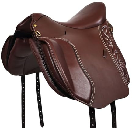 A&M Reitsport Wanderreit Sattel 1126 aus Leder, Braun, wechselbares Kopfeisen, Größe:17.5 Zoll