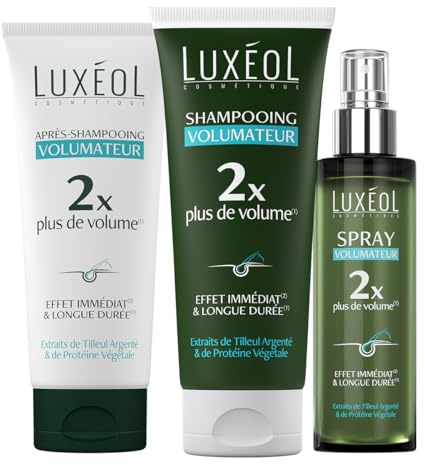 LUXEOL - Routine Cheveux Volume In & Out - Complément Alimentaire (30 Capsules) + Shampooing 200ml + Après-Shampooing 200ml & Spray Volumateur 150ml - 2x Plus de Volume* - Fabriqué en France