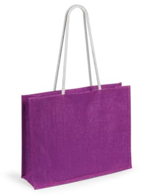 BLUECHOLON Bolsas de yute con asas de algodón reforzadas, colores vivos, asas largas 70 cm, 10 kg capacidad (Fucsia)