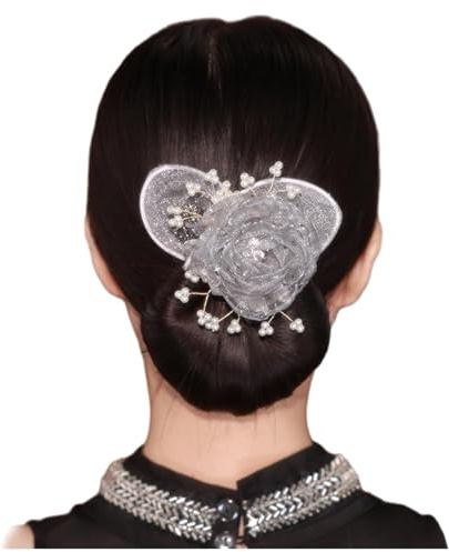 Insstyle Full Star Flower Hair Accessories,2024 New Hand Embroidered Flowers Deft Bun,Deft Bun Hair Twister,Lazy Hair Curler Deft bun Maker (Grey)
