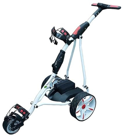 ManaraGolf MNP1T2 Blanco Carro de Golf Eléctrico Plegable de Aluminio, Motor 200 W, 9 Velocidades. Sin bateria