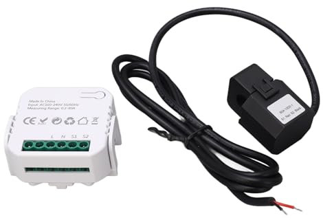 Monitor di energia WiFi, contatore intelligente monofase con morsetto, monitoraggio del consumo energetico, 100-240 VAC (nero)