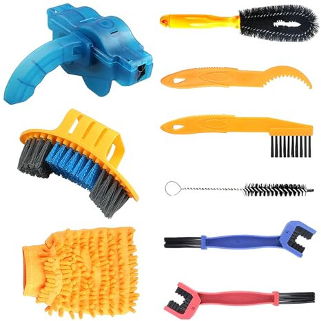 CHmiss 9 Stück Fahrrad Reinigungsset,Kettenreinigungsgerät Fahrrad,Fahrradreinigungsbürsten Set,für Fahrrad-Eckflecken, Passend für Alle Fahrräder