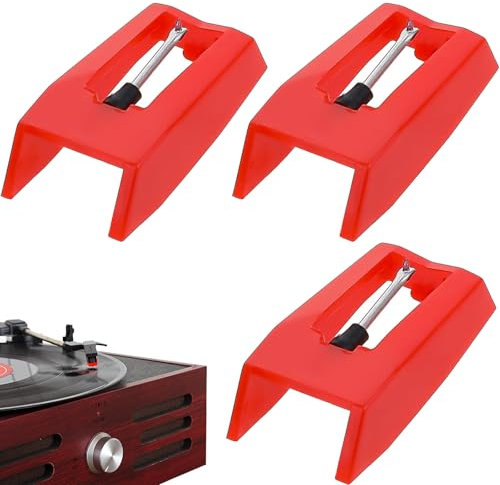 Plattenspieler Nadel,3 Stück Schallplattenspieler Nadel Ersatznadel Plattenspieler Nadel Drehscheibe Nadel für Schallplattenspieler,Phonograph,Vinylplatten-Spieler(Rot)
