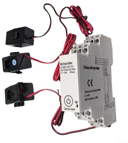 Compteur intelligent Wi-Fi triphasé, pour Tuya WIFI 3 phases Smart Energy Meter Power Monitor avec transformateur de courant, pour appareils ménagers/solaire/net