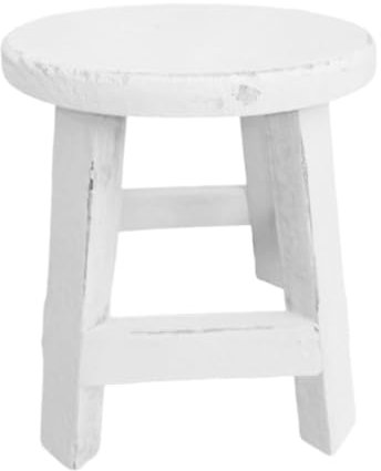 Folpus Taburete de Madera para Plantas, Estante para Flores, Redondo, Pequeño, para Macetas, Blanco