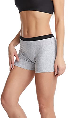 Shorty Femmes Boxer Femme Coton Short Anti Frottement Cuisse Sport Caleçon avec Entrejambe Large Shorts Caleçons Femme Shorties Culotte sans Couture Basics Panty (Gris,L)