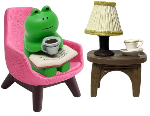 QhgPnt Frog Decor Set, 3-Piece Whimsical Figurines for Desk and Shelf Decorations, Unique Home and Office Decorative Accessories, for Collectors and Frog Lovers