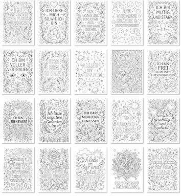 TypeStoff 20-pack vykortsparset – utfärdande vykort – DIN A6, 20 olika motiv med talesätt och citat om måleritemat och affirmation att måla – DIN A6 – PK-01583