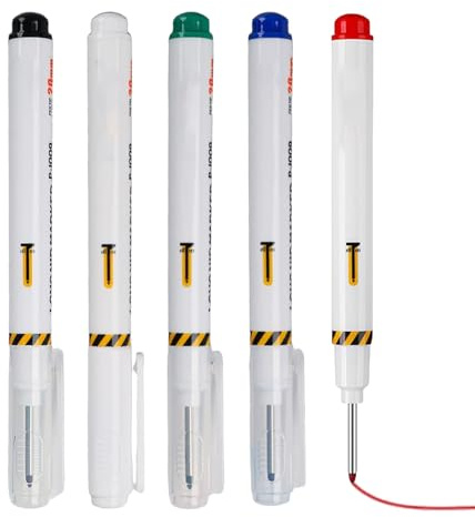 Carpenters Pens - Long Nib Marker Pen | Marcador permanente, lápiz de pintura de tinta de secado rápido de 20 mm, 5 piezas de carpintero colorido de secado rápido para constructores, construct