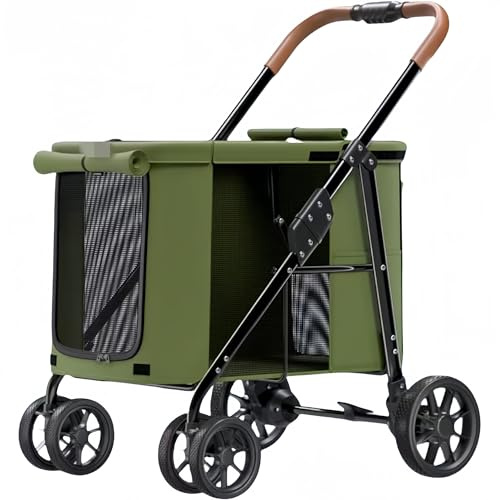 Pet Pushchair with Detachable Carrier, Foldable Trolley for Small to Medium Dogs and Cats, 4-Wheel Pet Pram, Sturdy and Lightweight Design